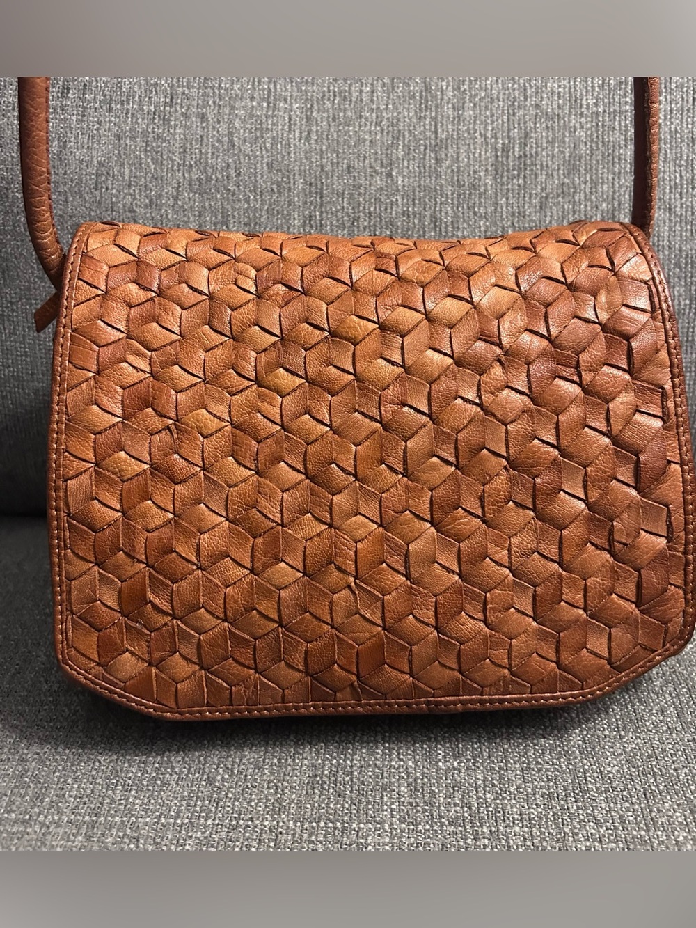 Day & Mood Woven Leather Crossbody Bag - Brown